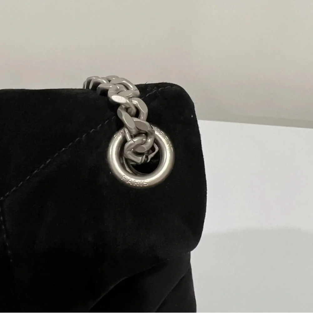 Saint Laurent Black Suede Small Loulou Puffer Shoulder Bag - Picture 3 of 6